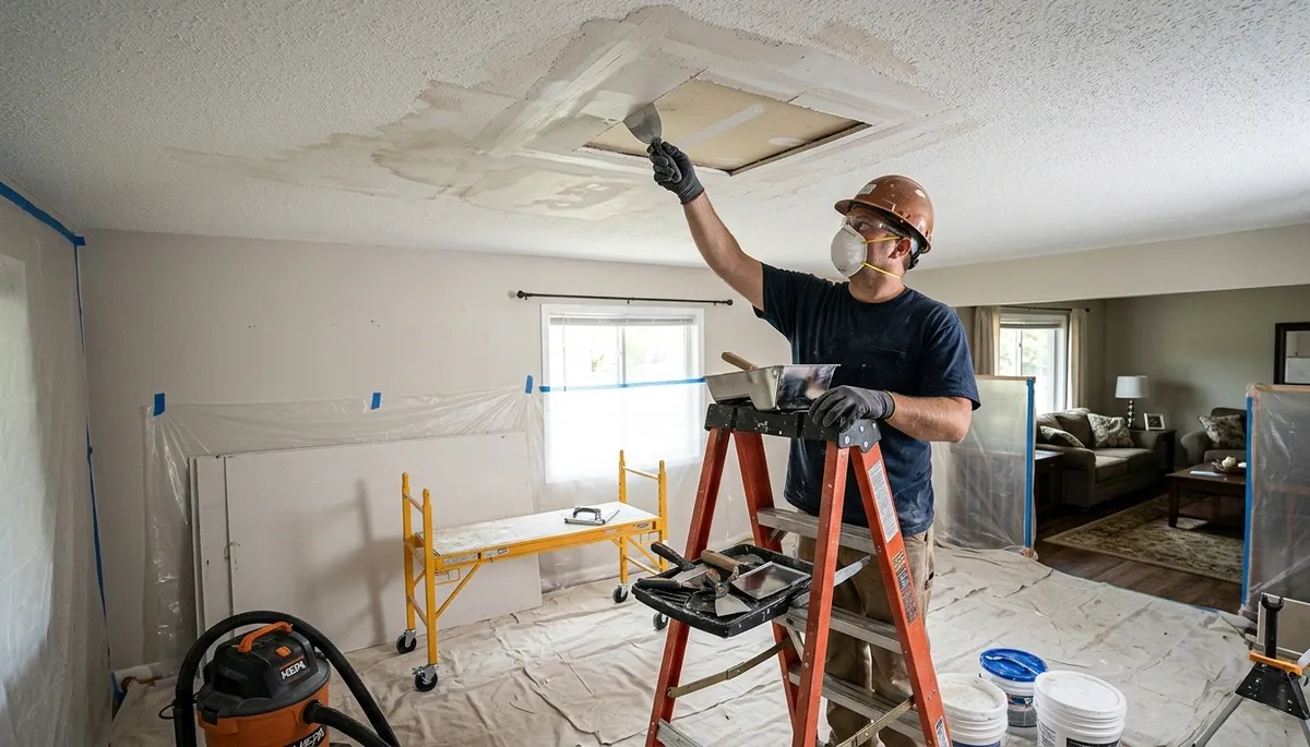 Ceiling water damage repair in Washington, DC home by water mitigation specialists