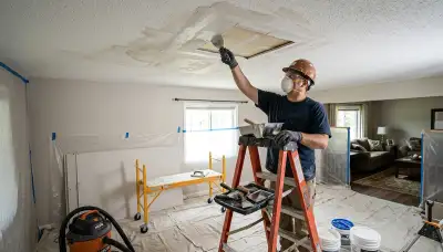 Ceiling water damage repair in Washington, DC home by water mitigation specialists