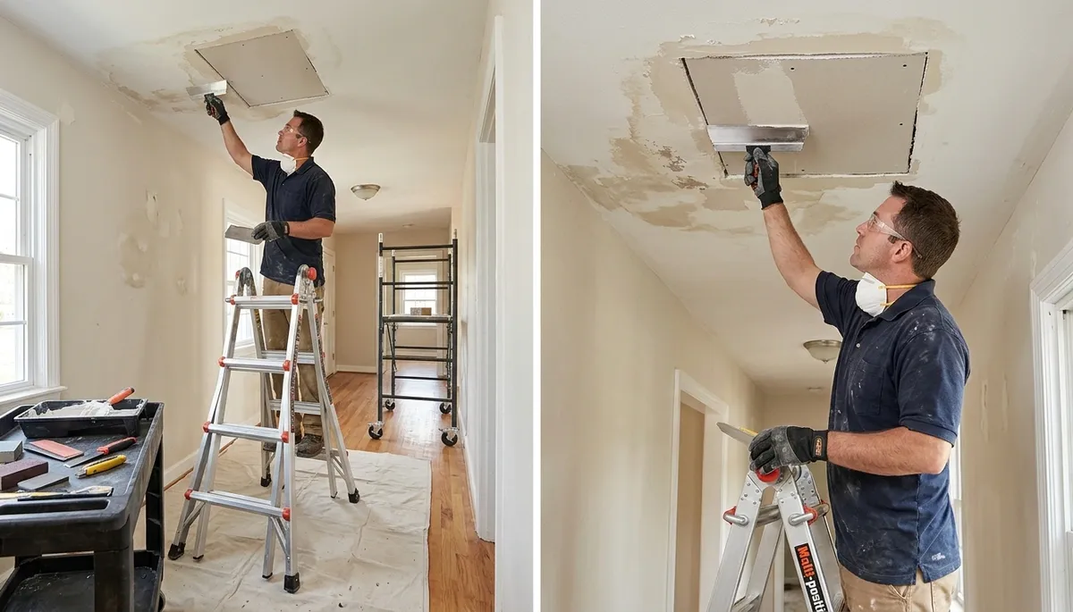Ceiling water damage repair in Washington, DC home by water mitigation professionals