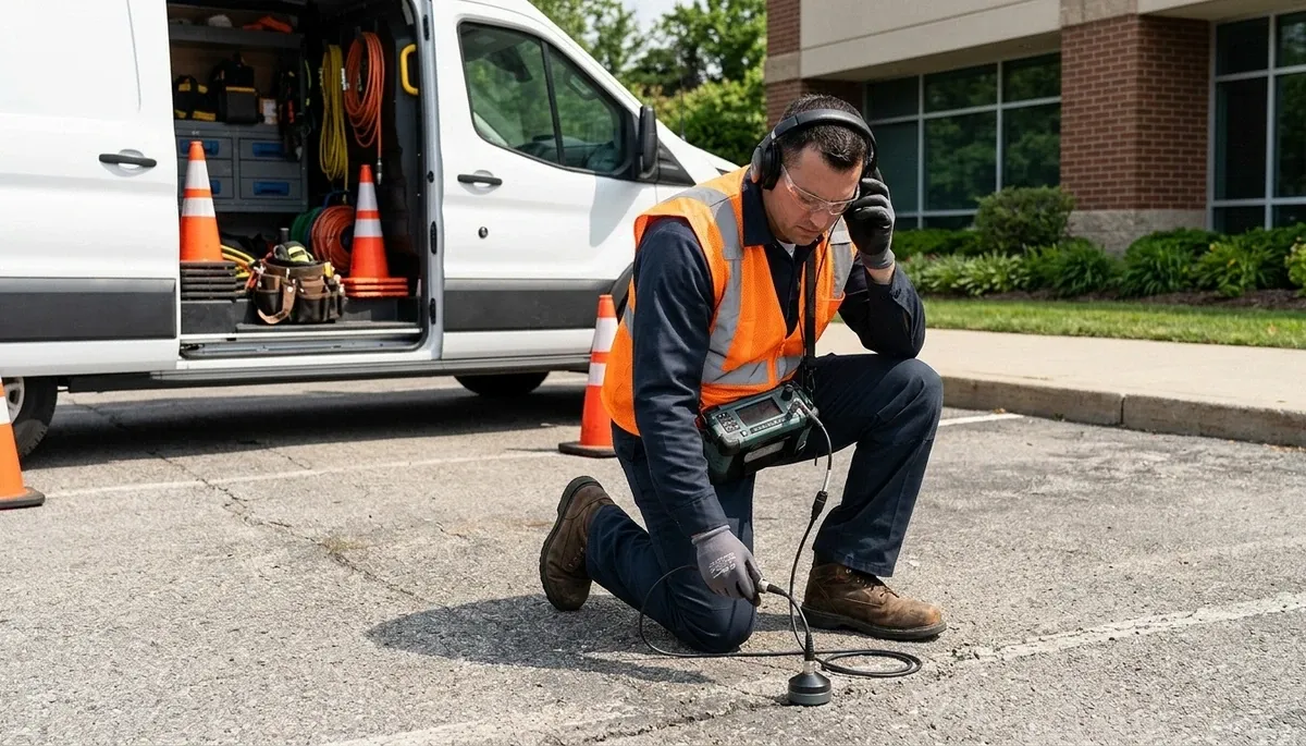 Leak detection technician inspecting hidden water damage in Washington, DC home