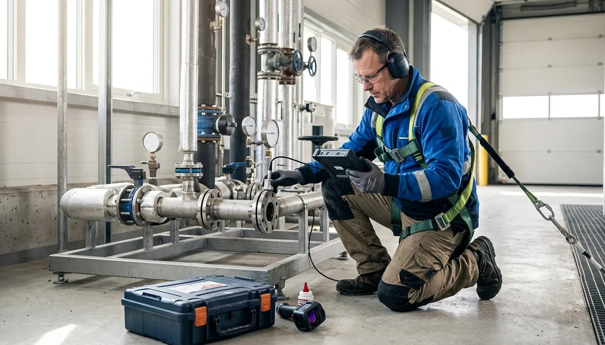 Leak detection technician inspecting a Washington, DC home for hidden water damage and plumbing leaks