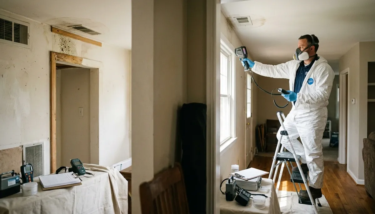 Mold inspection for Washington, DC home by water damage specialist assessing moisture and hidden damage
