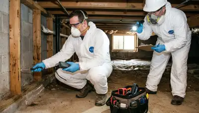 Mold inspection team assessing water damage in Washington, DC home