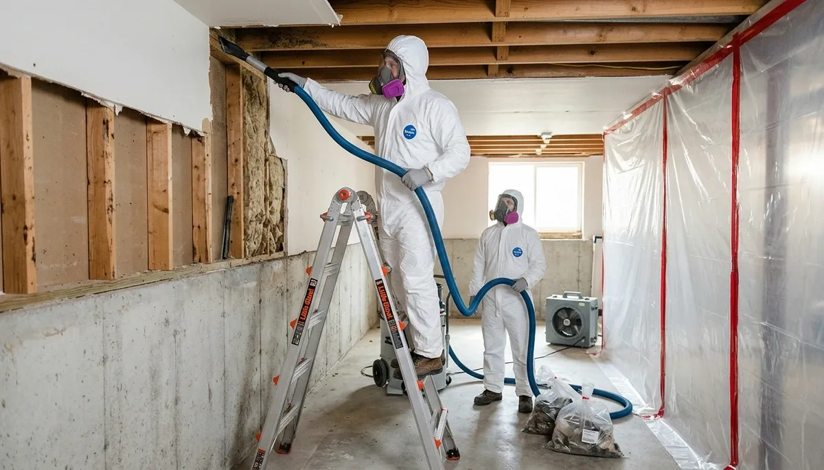 Washington, DC mold removal technician inspecting moisture damage in a home