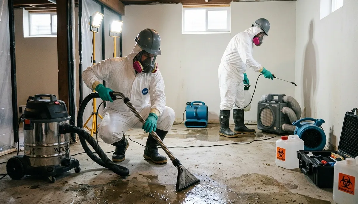 Sewage cleanup crew serving Washington, DC homes with water damage restoration equipment
