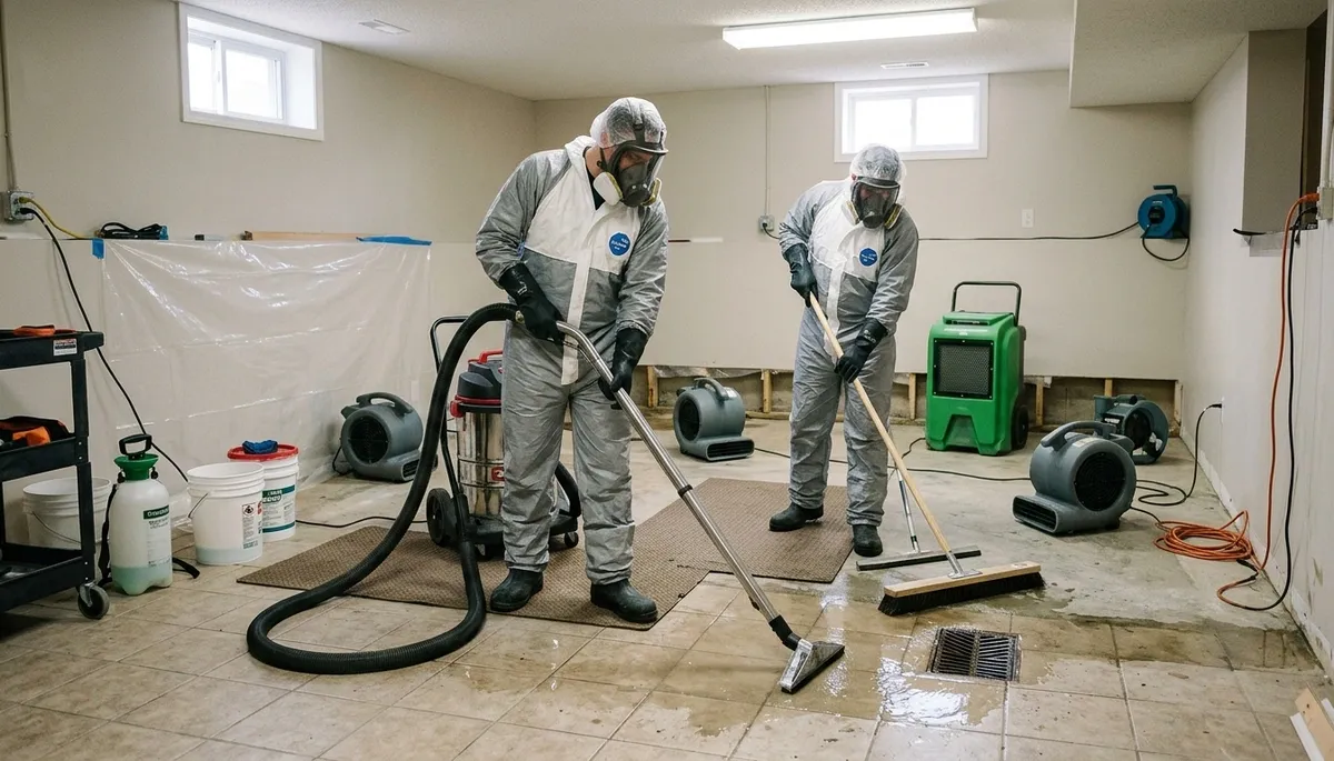 Sewer backup cleanup team serving Washington, DC homes after heavy rain and pipe overflow