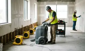 Structural drying equipment in a Washington, DC home for fast water damage restoration
