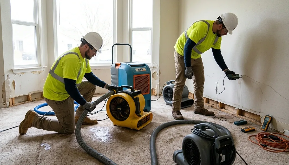 Structural drying team removing moisture from Washington, DC home after water damage