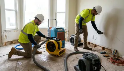 Structural drying team removing moisture from Washington, DC home after water damage