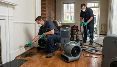 Water damage restoration team servicing a Washington, DC property after a leak