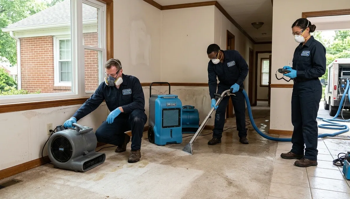 Water damage restoration team in Washington, DC providing emergency water mitigation services