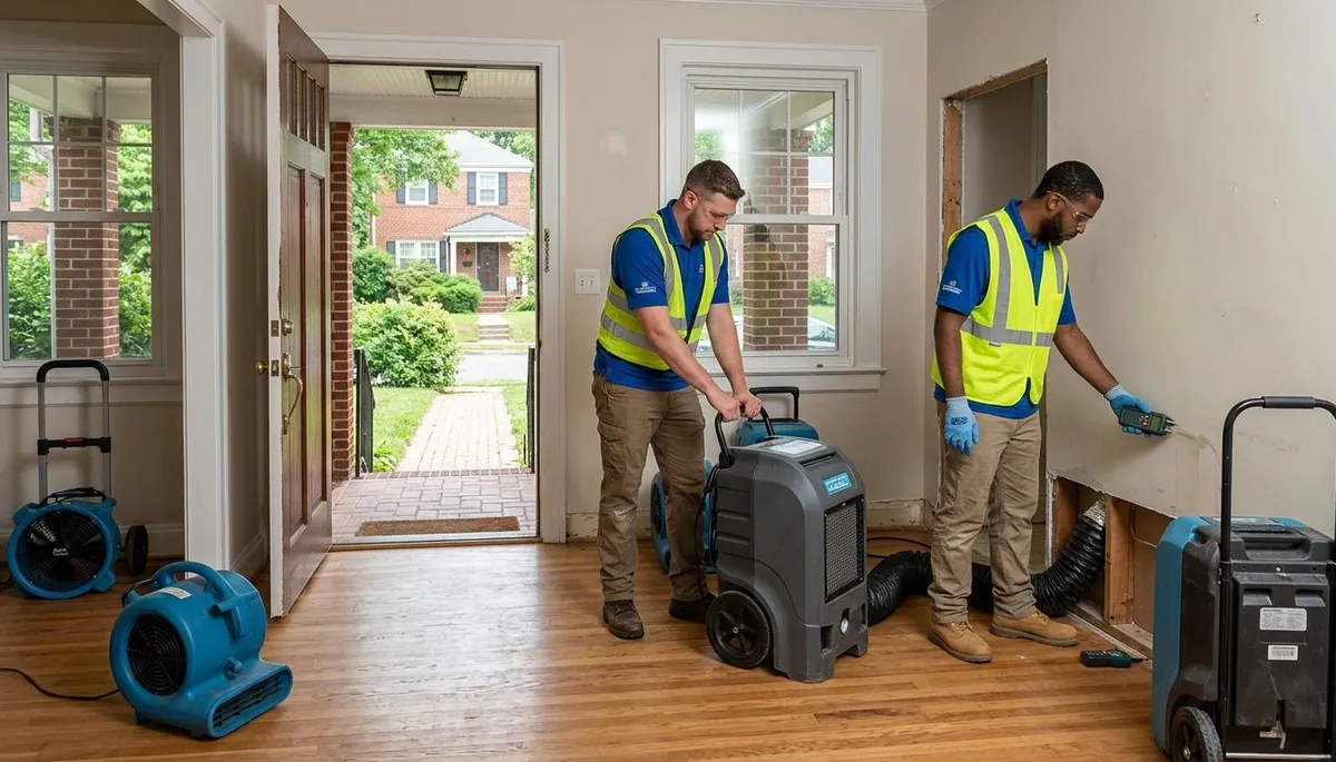 Water damage restoration team in Washington, DC providing emergency water mitigation services