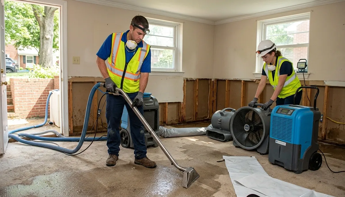 Water damage restoration team in Washington, DC providing emergency water extraction and cleanup