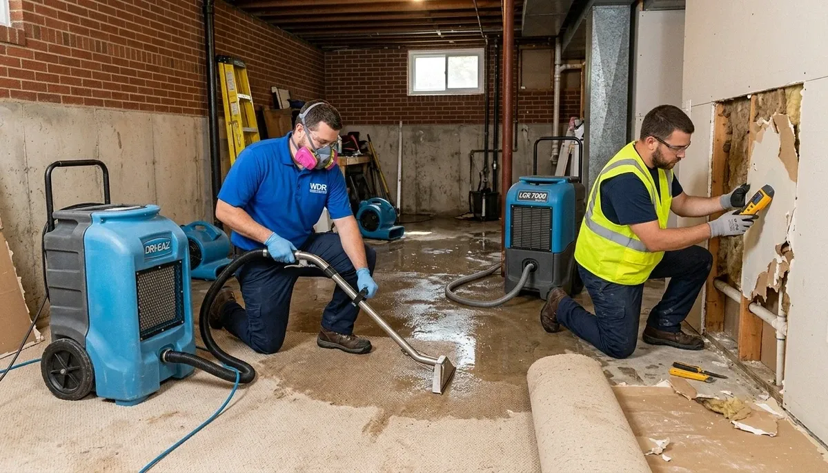Water damage restoration team serving Washington, DC with professional mitigation equipment