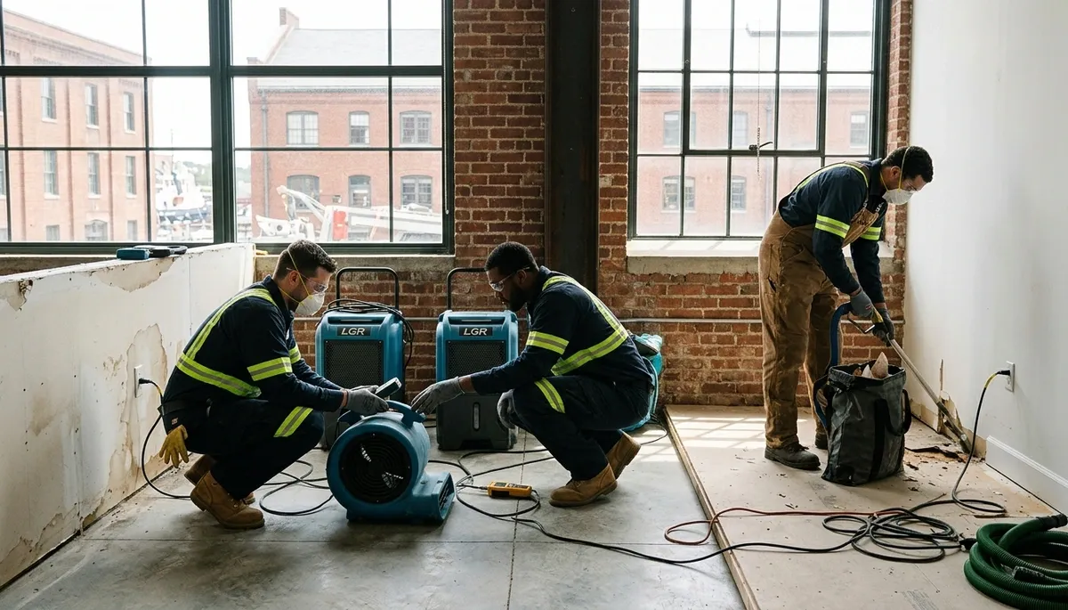 Water damage restoration team in Washington, DC providing professional mitigation services