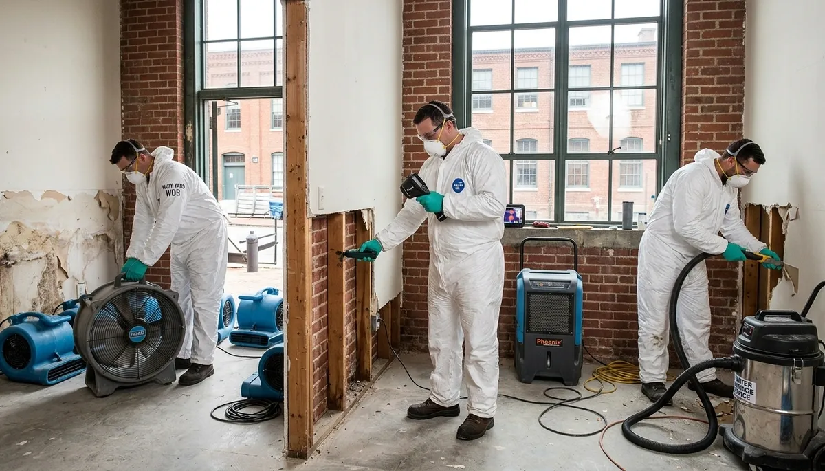 Water damage restoration team in Washington, DC providing professional mitigation services